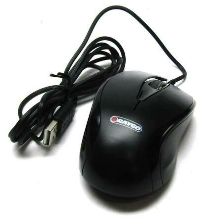 Raygo OEM Black USB Optical Scroll Mouse 3 Button 1000dpi 6ft Cord