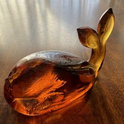 Amber Whale Glass Paperweight 