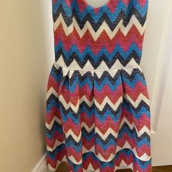 Strapless Dress Red Pink White Blue