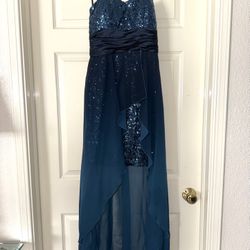 Navy Sequin Chiffon Formal Dress