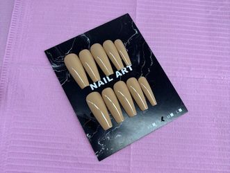Long coffin Press on nails solid color handmade