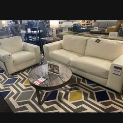 Sofa Set With Chair- Real Leather