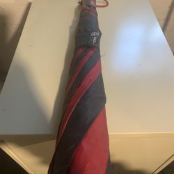  Totes Recycled Canopy Auto Open Rain Umbrella Red & Black