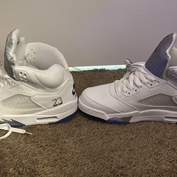 jordan 5 metallic white