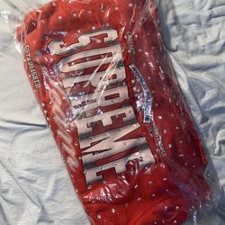 Supreme Rhinestone Hooded Sweatshirt Burt Red 