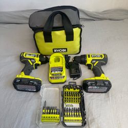 Like New*👉🏻Ryobi ONE + 18V Cordless 2-Tool Drill Driver Combo Kit (Silver Lake)