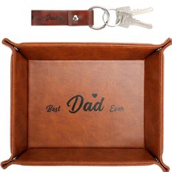 Gifts for Dad from Daughter Son Kids, Best Dad Ever Gifts, Gifts for Dad Who Wants Nothing, Birthday Gifts for Dad Stepdad Husband, PU Leather Valet T