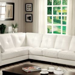 Brand New White Leather Contemporary Style Sectional Sofa