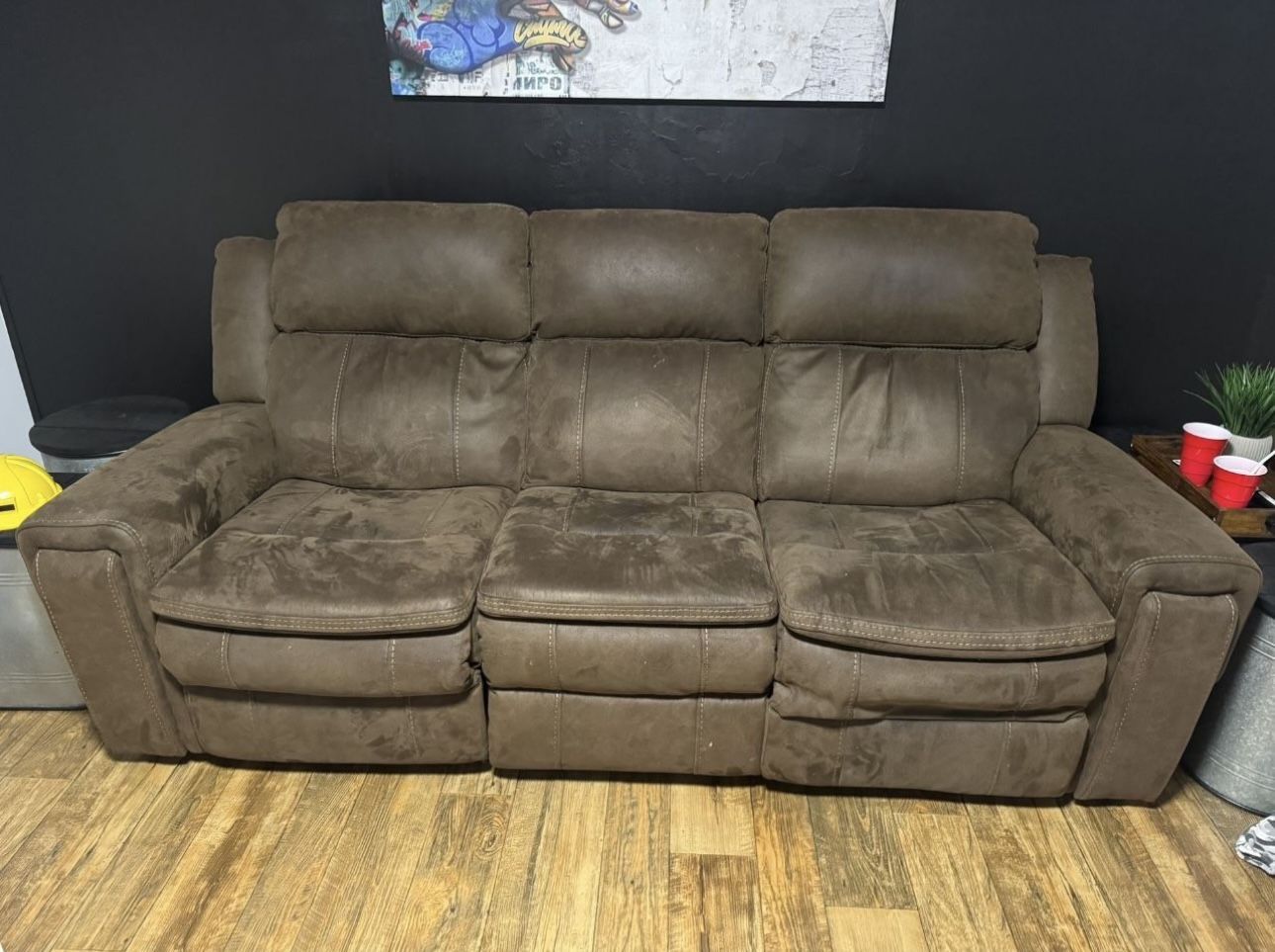 Brown Vegan Leather Sofa