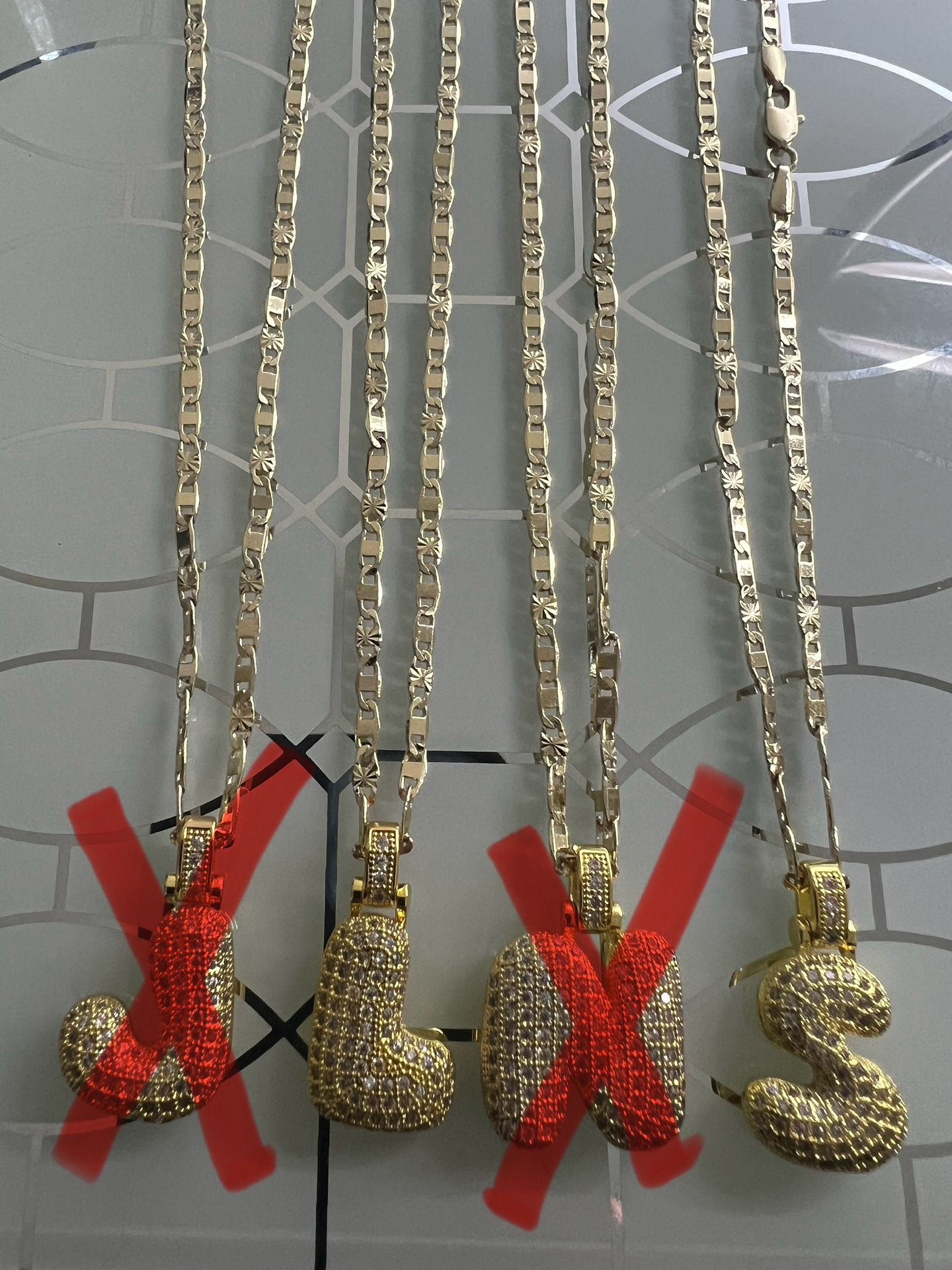 “L” “S” Initials Gold Plated Pendant With Chain Necklace 18” 3mm