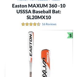 Easton Maxum 360   Size 28 Drop -10 Baseball Bat