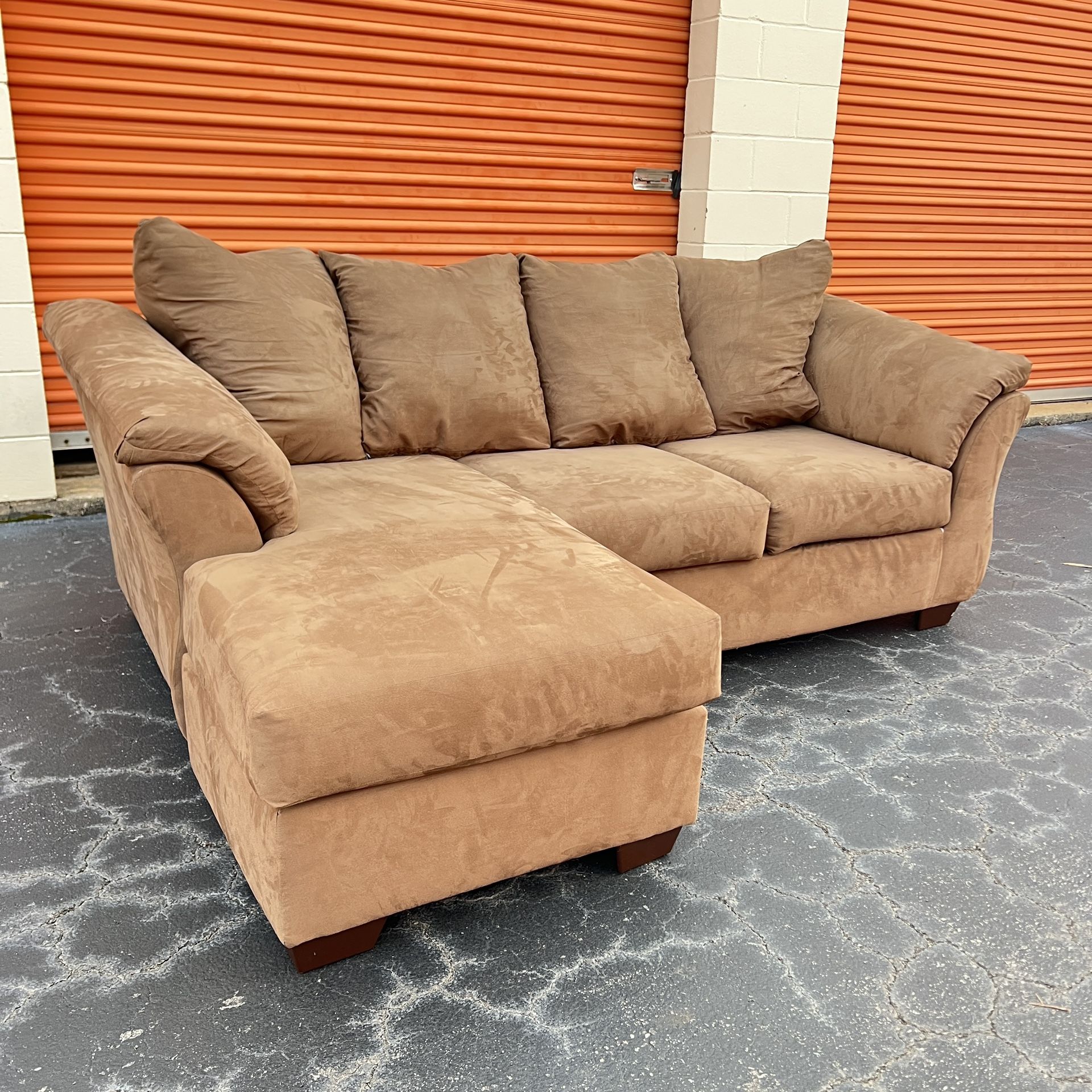 Free Delivery - Ashley Caramel Sectional Couch with Reversible Chaise