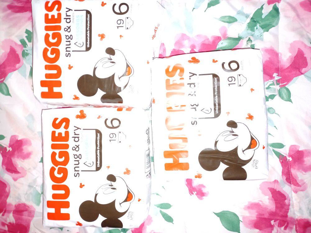Lot Of 3 Bags Of Size 6 Huggies Diapers $7 Each Or All For $18