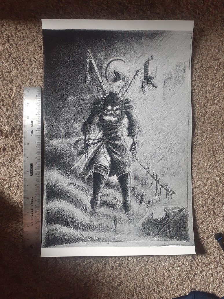 Nier Automata 2B Fanart 17x11 Inch Print