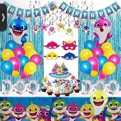 77Pcs Shark Party Supplies for Baby Shark Theme Birthday Decorations for Kids