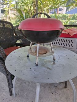 Portable Charcoal Kettle Grill Red and Black