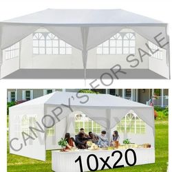10'x20' Outdoor Canopy Party Wedding Tent White Gazebo Pavilion with 6 Side Walls