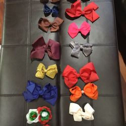 Girls Hair Bows 13 Plus Flower Clips