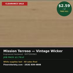 Mission Terroso Vintage Wicker Engineered Hardwood Flooring - Clearance