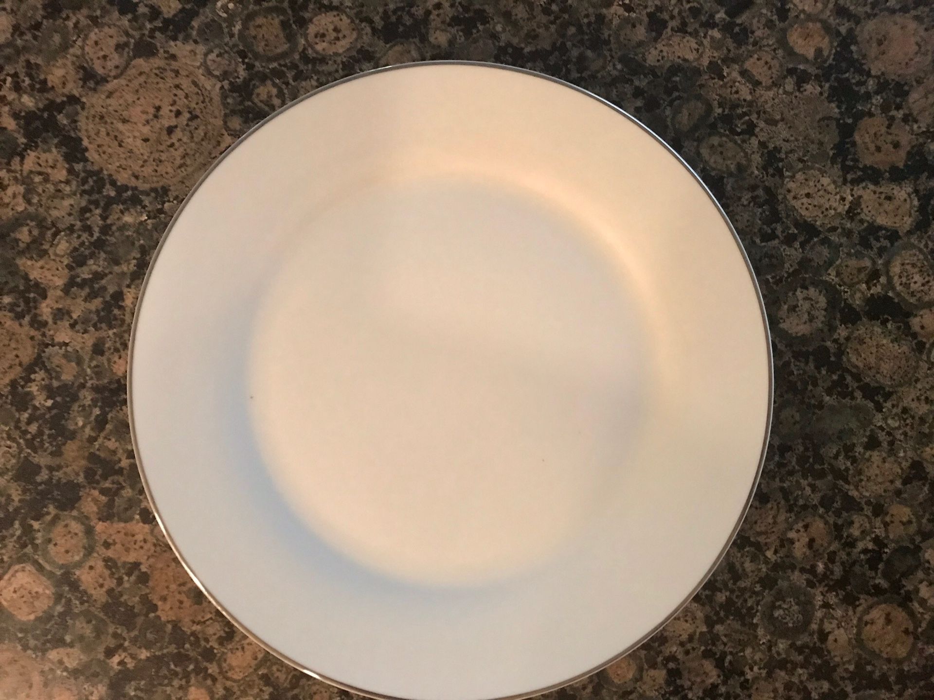 36 White dinner plates with silver rim for sale