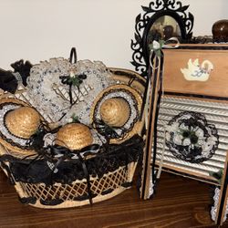 🖤Vintage Woven Chair Décor Set + Decorative Washboard🖤
