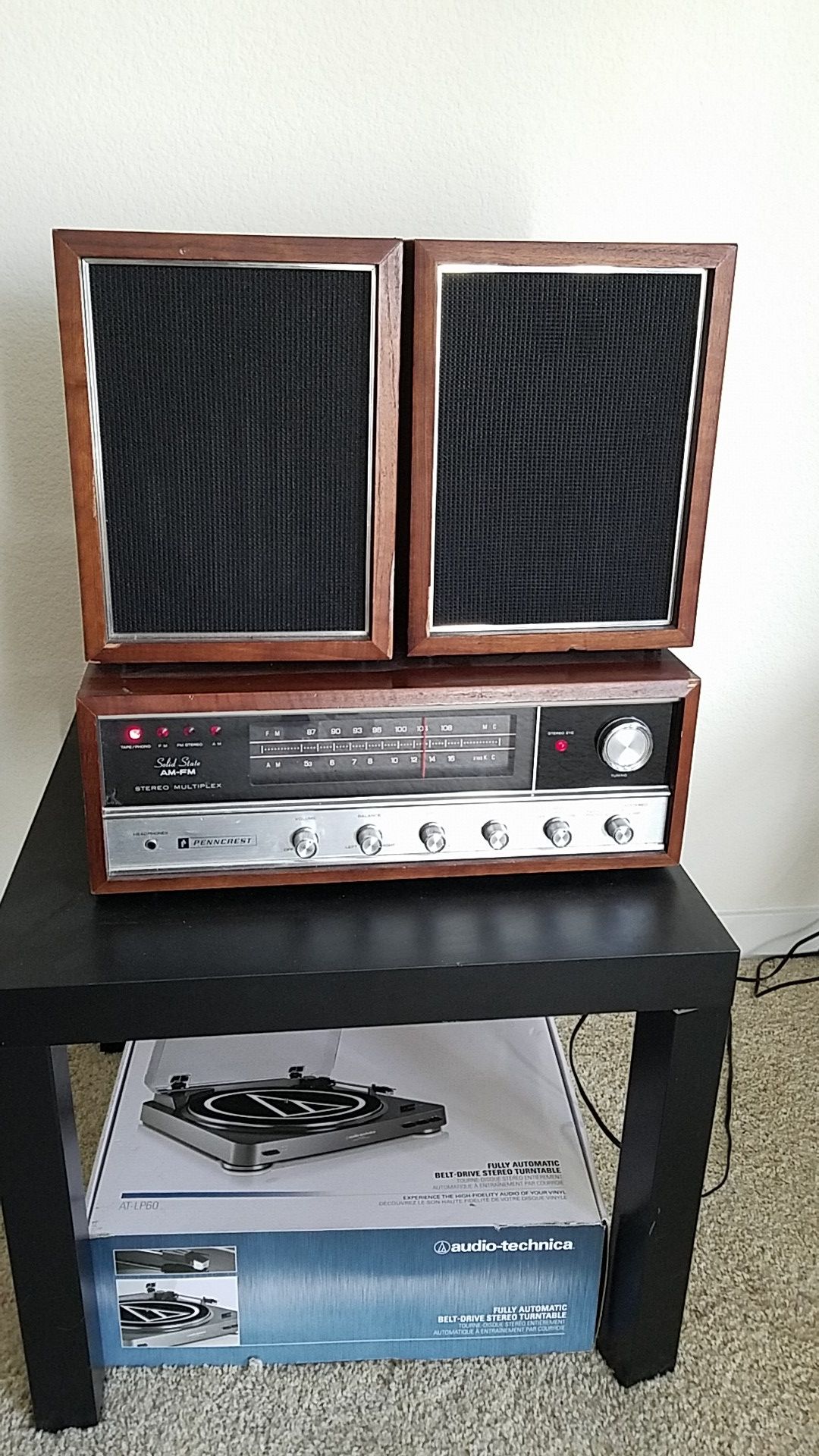 Vintage stereo system with new record player