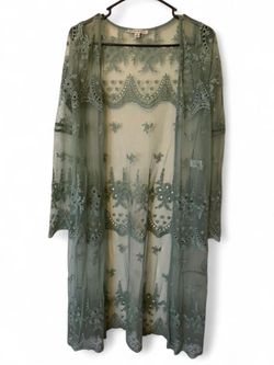 Green and pink lace kimono cardigan