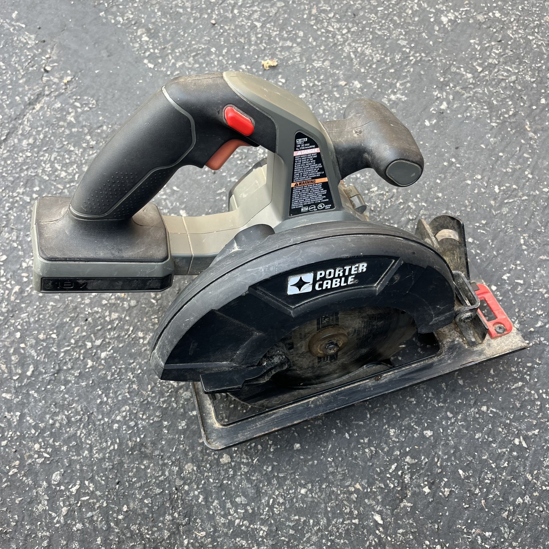 MUST SELL TOOL ONLY functional tested working porter cable PC186CS type 2 6.5” circular saw 18V cordless bare no battery no charger