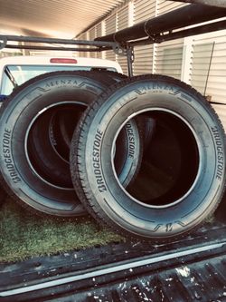 New 2025.  LT 265 70 R 18” Bridgestone Alenza. Load E 10 Ply. Commercial set of 4 new take offs. $525