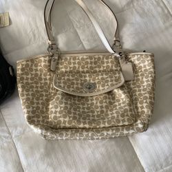 Light Tan And White Hand Bag