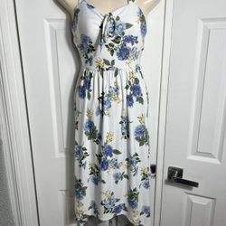 Blue And White Floral Summer Dress Size M
