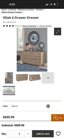 Oliah 6 Drawer Dresser – Natural
