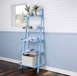 NEW 5-Tier Ladder Shelf – Embrace Comfort and Joy in Your Space with Stylish Blue Wood Design