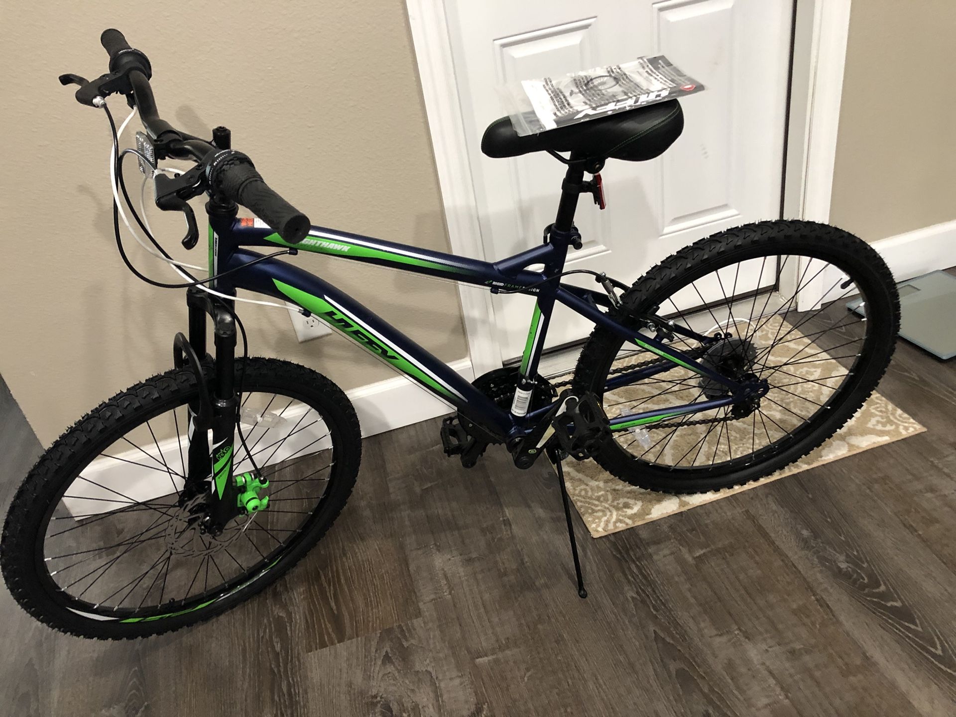 New Huffy 24” Nighthawk Boys’ Mountain Bicycle, Blue/Green
