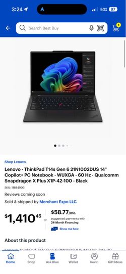 NEW Lenovo ThinkPad T14s Gen 6 – 14" WUXGA IPS 400-nit – X1P-42-100 – 16GB RAM – 512GB SSD – Windows