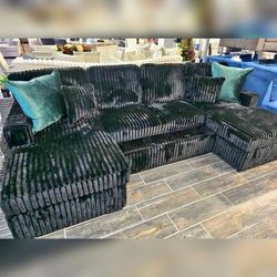 3 Pieces black color convertible  sectional sofa set with sleeper sofa