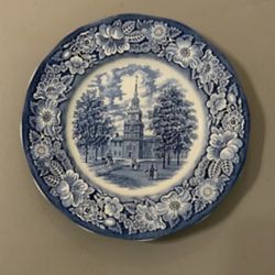 Vintage Liberty Blue Plate Independence Hall Staffordshire 10" England
