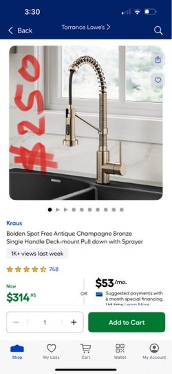 Kraus Bolden Spot Free Antique Champagne Bronze Single Handle Deck-mount Pull down with Sprayer