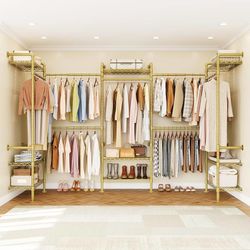 U5 Wall Mounted Closet System, Industrial Pipe Clothing Rack Garment Racks for Hanging Clothes, Heavy Duty Closet Organizers System in Wardrobe Closet