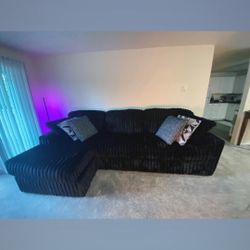 Black Corduroy Sectional W Chaise