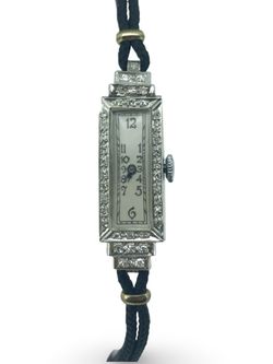 Art Deco Platinum Old Cut Diamond Pyramid Ladies Watch 