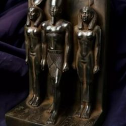 Ancient Egyptian Antique Statue - Menkaure & Hathor Black Figurine, BC Era - Museum Quality Stone Craftsmanship - Perfect for Collectors & Historians 