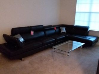 Black leather sofa sectional three pieces $1,000