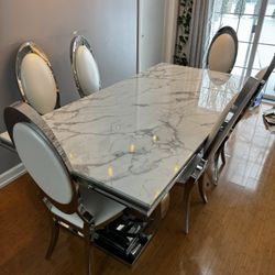 Marble Diner Table With 6 Chairs 