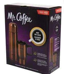 Mr. Coffee Thermal Bottle Travel Bottle Mug Insulated Hot 2 Pack 15.5/13.5 oz.