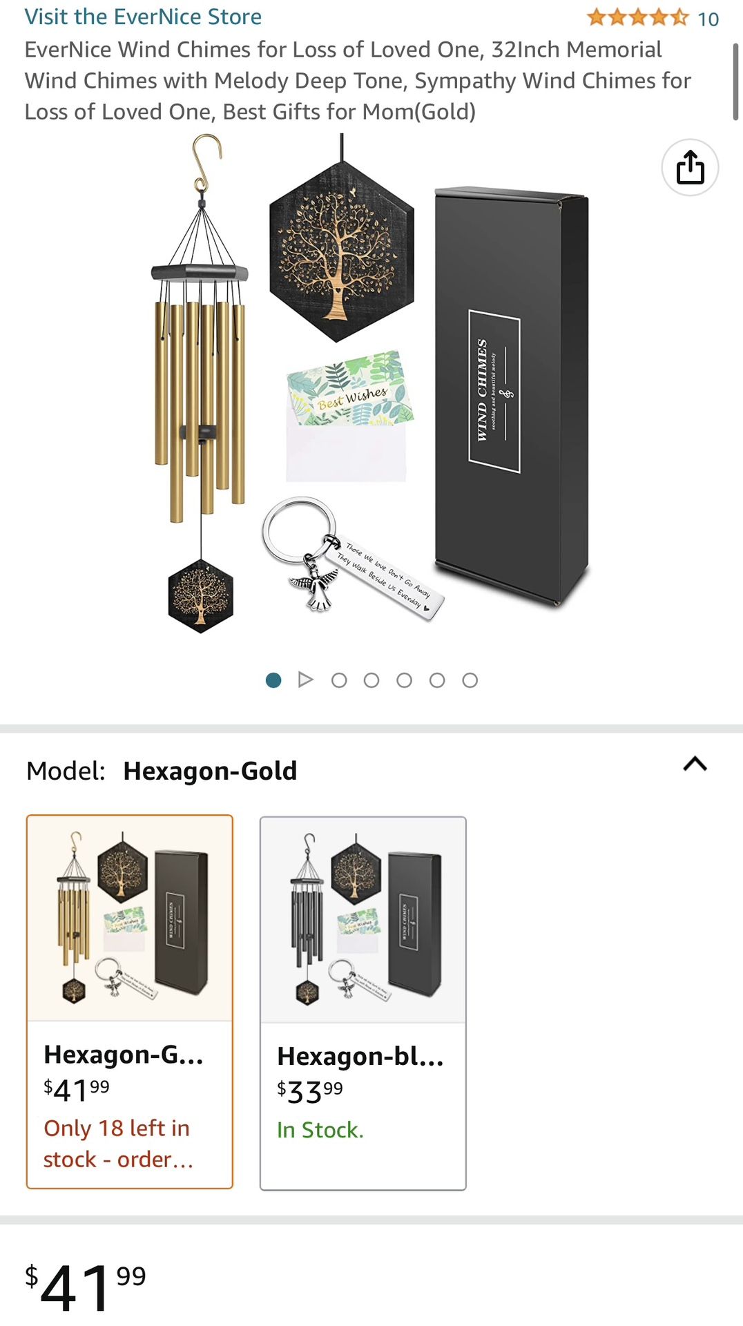 Wind Chimes for Loss of Loved One, 32Inch Memorial Wind Chimes with Melody Deep Tone (Gold)
