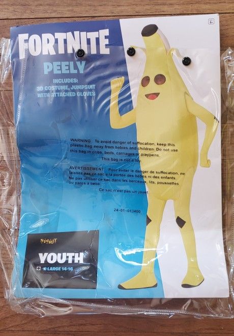 Halloween Costume Peely Fortnite Youth Size 14-16