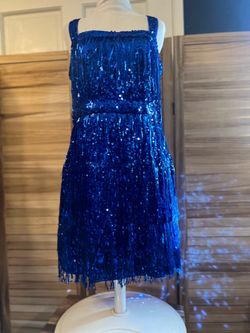Royal Blue Sequin Flapper-Style Mini Dress