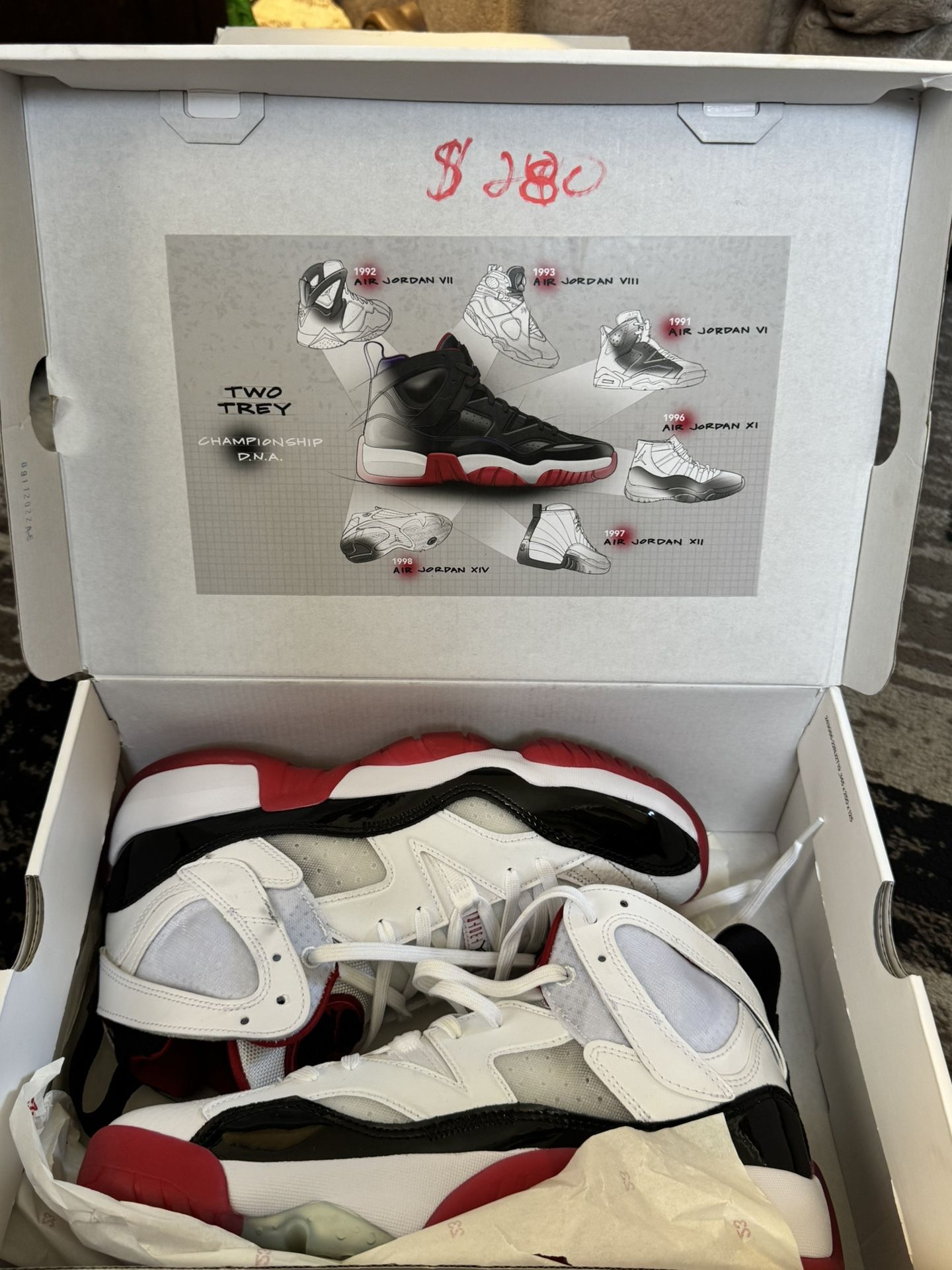 Air Jordan Jumpman Two Trey 'White Gym Red Black' DO1925-106 Men's Size 10 New