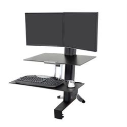 Ergotron WorkFit-S, Dual Workstation with Worksurface (black) Standing Desk Attachment - Front Clamp